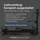 Hegren TALMA 62CT+ Reformer mit Tower, Grafik zum Lieferumfang mit Zubehör für Reformer und Tower