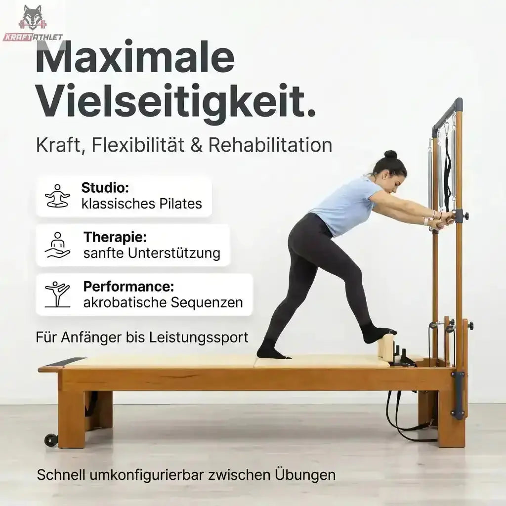 Hegren TALMA TRC Cadillac Trapeze, Grafik zur Vielseitigkeit mit Frau in einer Übung am Rahmen