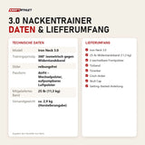 Technische Daten und Lieferumfang von Iron Neck 3.0 Nackentrainer als Tabelle