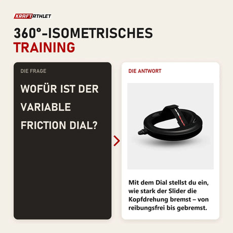 Frage und Antwort zu Iron Neck 3.0 Pro Nackentrainer: Wofür ist der Variable Friction Dial?