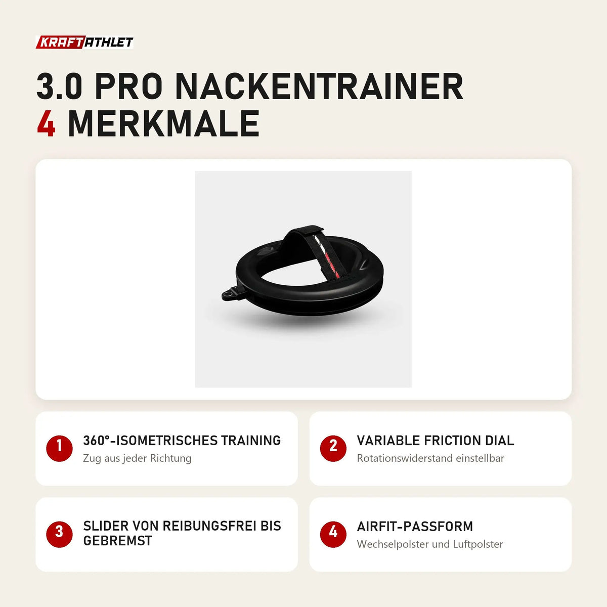 Iron Neck 3.0 Pro Nackentrainer mit 4 Merkmalen: 360°-isometrisches Training, Variable Friction Dial, Slider von reibungsfrei bis gebremst, AirFit-Passform