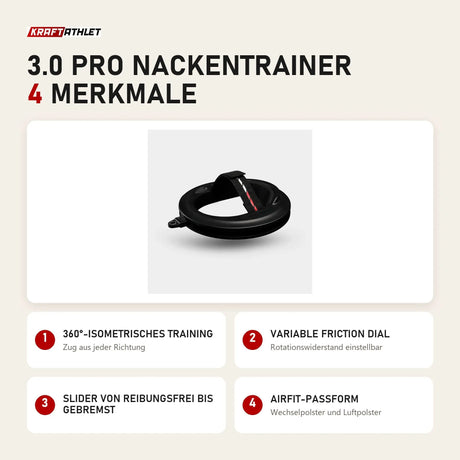 Iron Neck 3.0 Pro Nackentrainer mit 4 Merkmalen: 360°-isometrisches Training, Variable Friction Dial, Slider von reibungsfrei bis gebremst, AirFit-Passform
