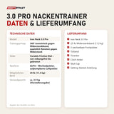 Technische Daten und Lieferumfang von Iron Neck 3.0 Pro Nackentrainer als Tabelle