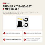 Iron Neck Prehab Kit Band-Set mit 4 Merkmalen: 5-lb-Band und 10-lb-Band, Extra-leichtes Power Band, Tragetasche mit Kordelzug, Stoffummantelte Bänder mit Stahlkarabinern