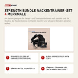 Iron Neck Strength Bundle Nackentrainer-Set mit 4 Merkmalen: 3.0 Pro mit Variable Friction Dial, Alpha Harness Plus mit 6 Clips, Bänder mit 25, 35 und 50 lb, Türband, Türanker und Cinch-Anker inklusive