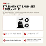 Iron Neck Strength Kit Band-Set mit 4 Merkmalen: 35-lb-Band und 50-lb-Band, Leichtes Power Band, Tragetasche mit Kordelzug, Stoffummantelte Bänder mit Stahlkarabinern