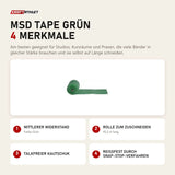 MoVeS MSD Tape Grün mit 4 Merkmalen: Mittlerer Widerstand, Rolle zum Zuschneiden, Talkfreier Kautschuk, Reißfest durch Snap-Stop-Verfahren