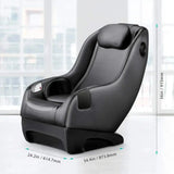 NAIPO Model A SpaceSaver A150 Massagesessel, Seitenansicht mit eingezeichneten Maßen