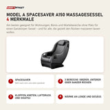 NAIPO Model A SpaceSaver A150 Massagesessel mit 4 Merkmalen: SpaceSaver, 3 Bereiche: oberer, unterer oder ganzer Rücken, Klopfen, Kneten, Luftdruck und Shiatsu, Wärme an Lende und Gesäß