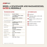Technische Daten und Merkmale von NAIPO Model A SpaceSaver A150 Massagesessel als Tabelle