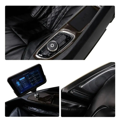 NAIPO Model L Space Capsule Massagesessel, Detailaufnahmen von Drehknopf und Tablet