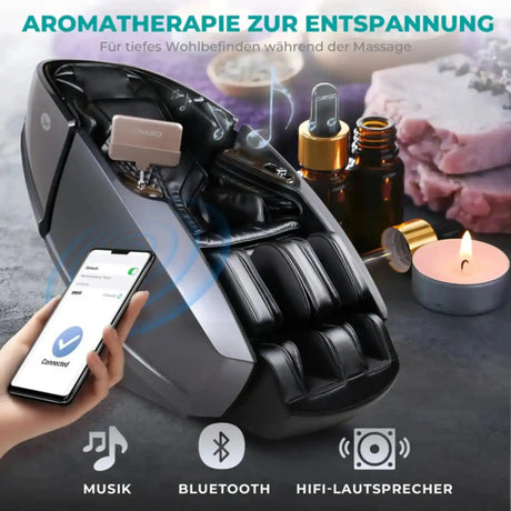 NAIPO Model L Space Capsule Massagesessel, Grafik zu Bluetooth und Lautsprechern