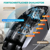 NAIPO Model L Space Capsule Massagesessel, Grafik zum Dualmotor mit Massagezonen