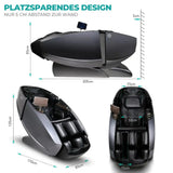 NAIPO Model L Space Capsule Massagesessel, Grafik mit Maßen und Wandabstand