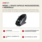 NAIPO Model L Space Capsule Massagesessel mit 4 Merkmalen: 4D-Mechanik, 24 Automatikprogramme aus 6 bionischen Techniken, Flexible S+L-Schiene mit 121 cm, 38 Luftkissen in 5 Stufen