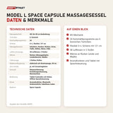 Technische Daten und Merkmale von NAIPO Model L Space Capsule Massagesessel als Tabelle