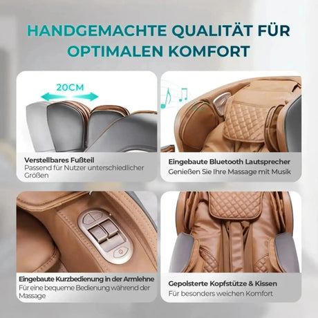 NAIPO Model P A350 Massagesessel mit Details zu Fußteil, Lautsprecher und Kopfstütze