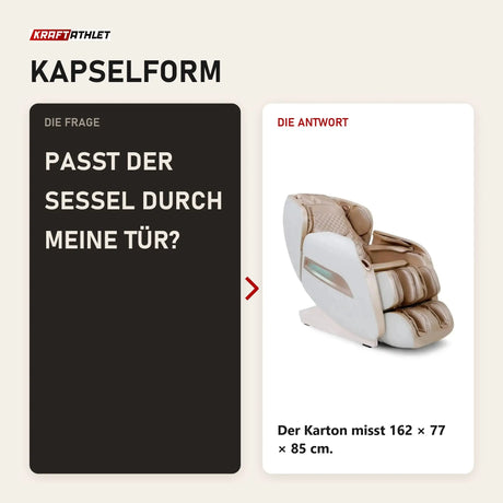 Frage und Antwort zu NAIPO Model P A350 Massagesessel: Passt der Sessel durch meine Tür?