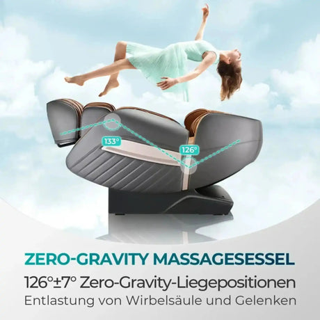 NAIPO Model P A350 Massagesessel in Liegeposition mit Hinweis auf Zero-Gravity