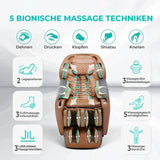 NAIPO Model P A350 Massagesessel mit Übersicht der Massagetechniken