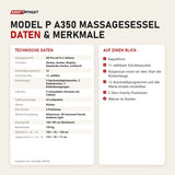 Technische Daten und Merkmale von NAIPO Model P A350 Massagesessel als Tabelle
