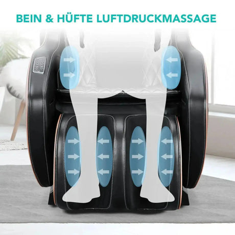 NAIPO Model U ClassicSwing 1900 Massagesessel – Grafik zur Luftdruckmassage mit Airbags an Hüfte und Beinen
