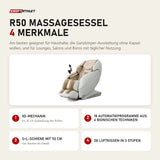NAIPO R50 Massagesessel mit 4 Merkmalen: 3D-Mechanik, 18 Automatikprogramme aus 6 bionischen Techniken, S+L-Schiene mit 112 cm, 28 Luftkissen in 3 Stufen
