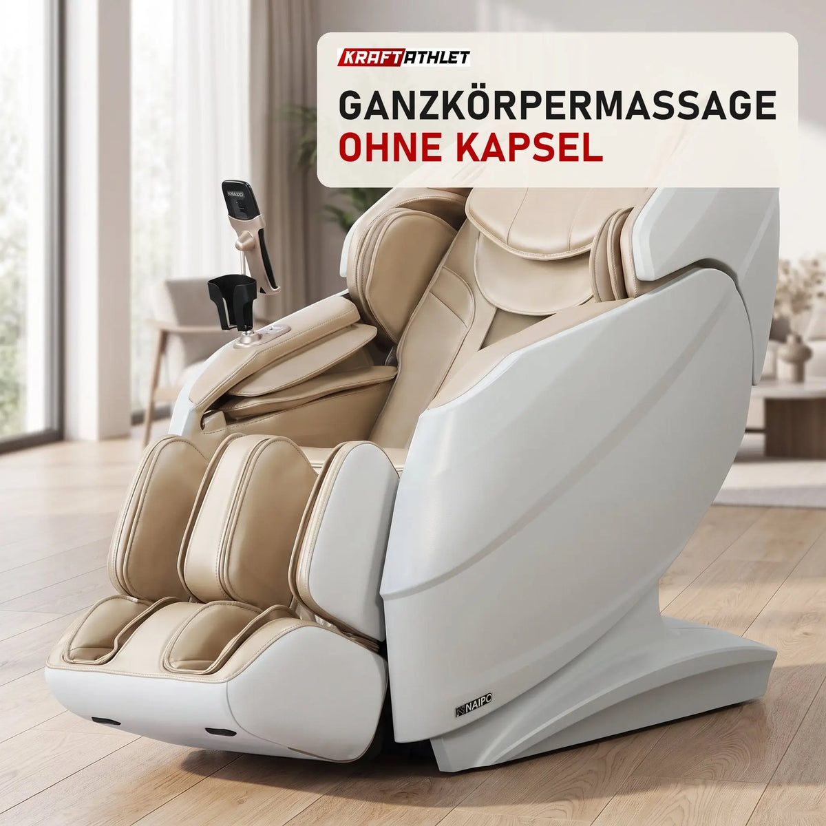 NAIPO R50 Massagesessel in einem hellen, modernen Wohnzimmer