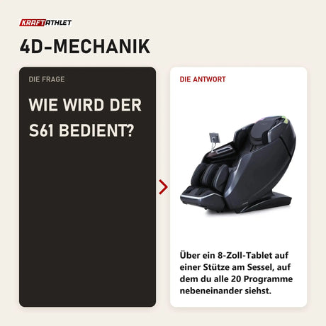 Frage und Antwort zu NAIPO S61 4D Massagesessel: Wie wird der S61 bedient?
