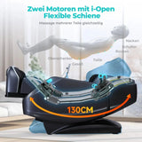 NAIPO S61 4D Massagesessel, Seitenansicht in Liegeposition mit Darstellung der 130-cm-Schiene