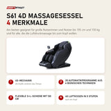 NAIPO S61 4D Massagesessel mit 4 Merkmalen: 4D-Mechanik, 20 Automatikprogramme aus 6 bionischen Techniken, Flexible S+L-Schiene mit 130 cm, 40 Luftkissen in 5 Stufen