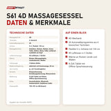 Technische Daten und Merkmale von NAIPO S61 4D Massagesessel als Tabelle