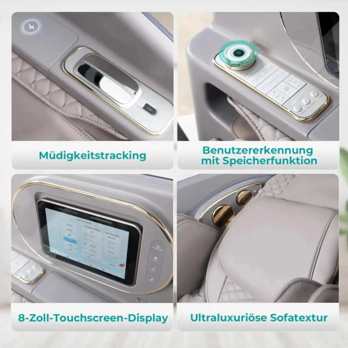 NAIPO SkySuite S80 Massagesessel, Detailaufnahmen von Bedienteil und Touchscreen