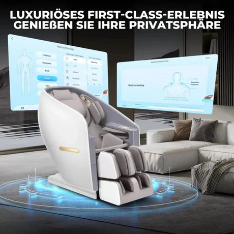 NAIPO SkySuite S80 Massagesessel, Grafik im Wohnraum mit Bildschirmen