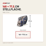 Maßbild NAIPO SkySuite S80 Massagesessel: Stellfläche 168 × 77,5 cm, Höhe 119 cm