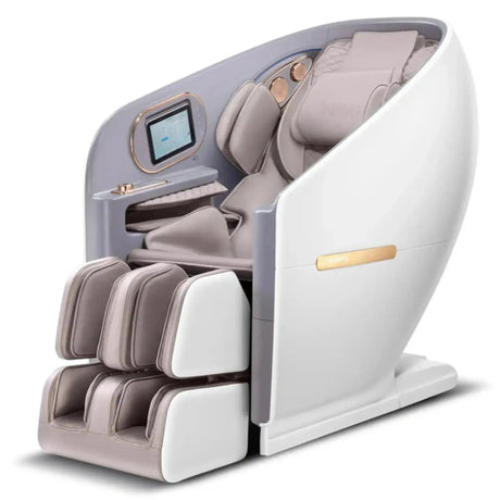 NAIPO SkySuite S80 Massagesessel, Schrägansicht in Weiß auf weißem Hintergrund