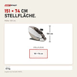 Maßbild NAIPO Tai Chi Flow P50 Massagesessel: Stellfläche 151 × 74 cm, Höhe 104 cm