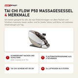 NAIPO Tai Chi Flow P50 Massagesessel mit 4 Merkmalen: Schwerpunkt Nacken und Schultern, 12 Automatikprogramme aus 4 Techniken, Tai-Chi-Schiene mit 135 cm, 24 Luftkissen in 5 Stufen