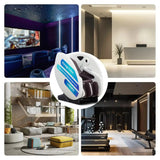 NAIPO V103 Automaten-Massagesessel: Collage mit Einsatzorten wie Kino, Lobby, Wohnbereich und Studio