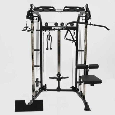 Force USA G1 All-In-One Trainer V2 Upgrade Kit components including lat pulldown seat and low row foot plate.​

