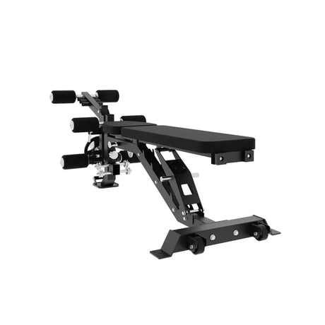Force USA C10 Base Bench with leg curl, leg extension, and preacher curl attachments.​

