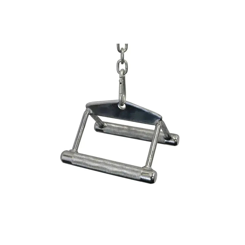 Force USA Close Grip Triangle – robust cable pull handle with contoured chrome handles for effective strength training.
