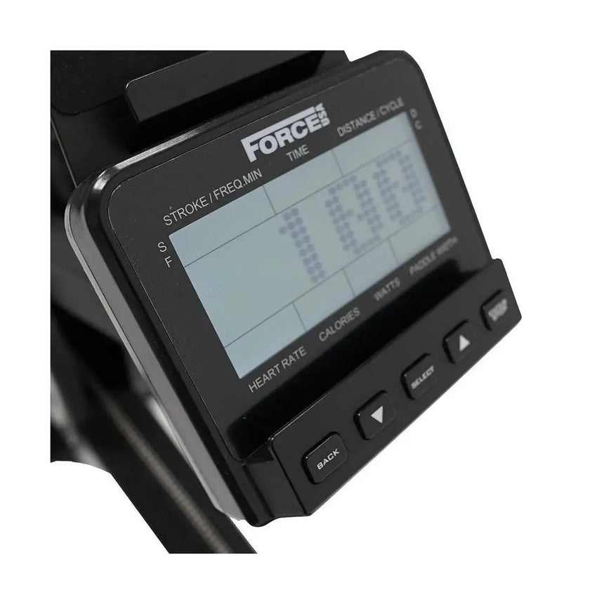 Force USA R3 Commercial Air Rower with ergonomic handles and performance monitor.​
