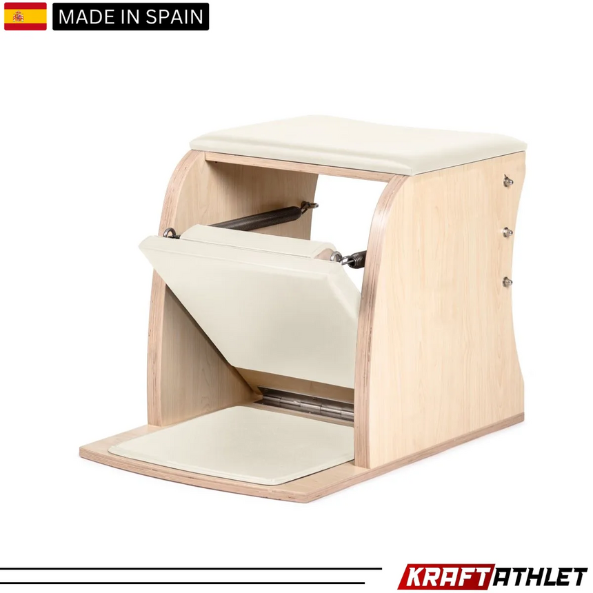 "Elina Pilates Wunda Chair – Compact and ergonomic Pilates chair for core strength and stability training."

