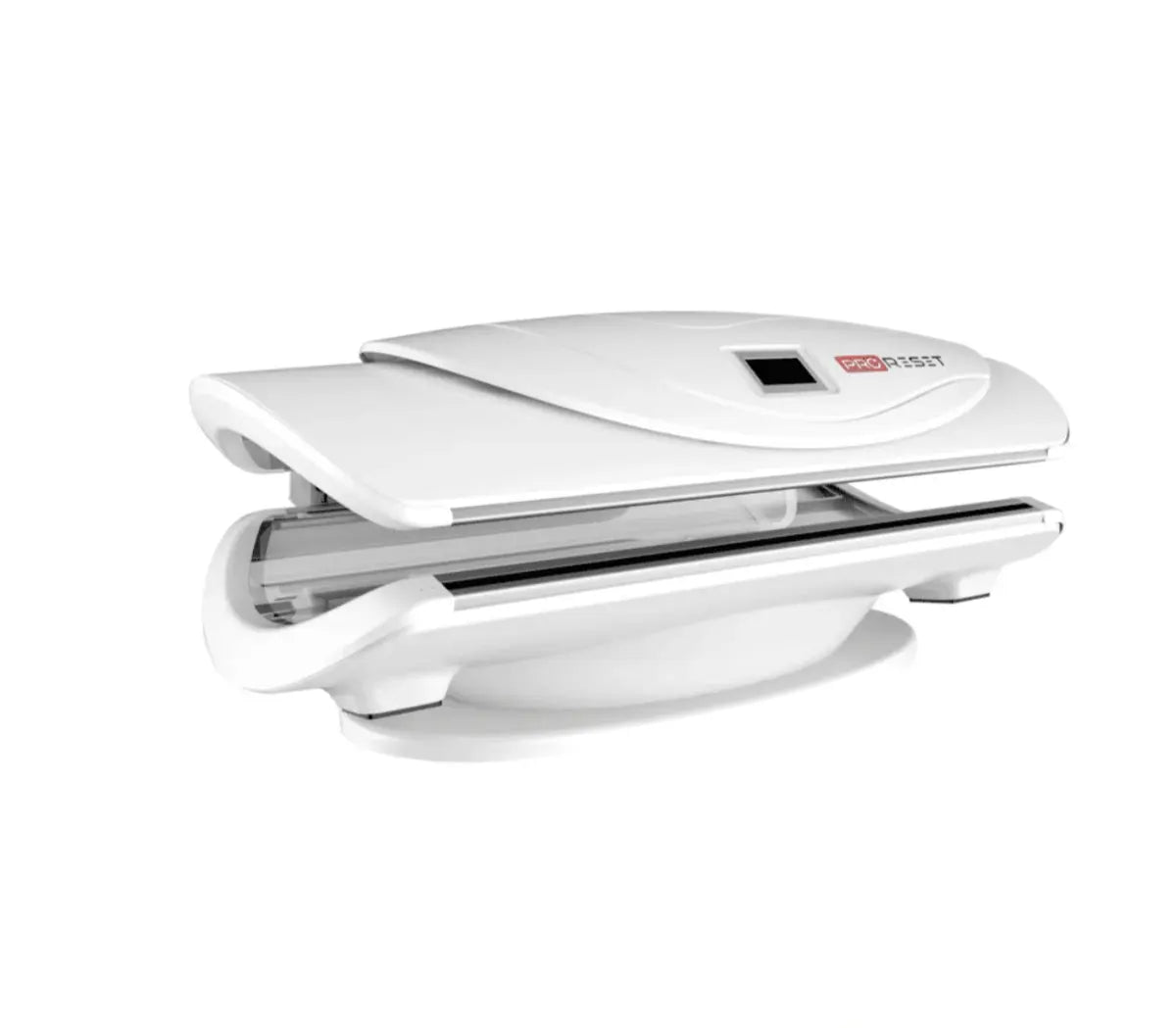 "ProReset AuraLight full body red light therapy bed with LCD touch controls and high-performance LEDs."​
