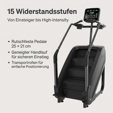 ProClimber – 15 Widerstandsstufen von Einsteiger bis High-Intensity, rutschfeste Pedale 25 × 21 cm
