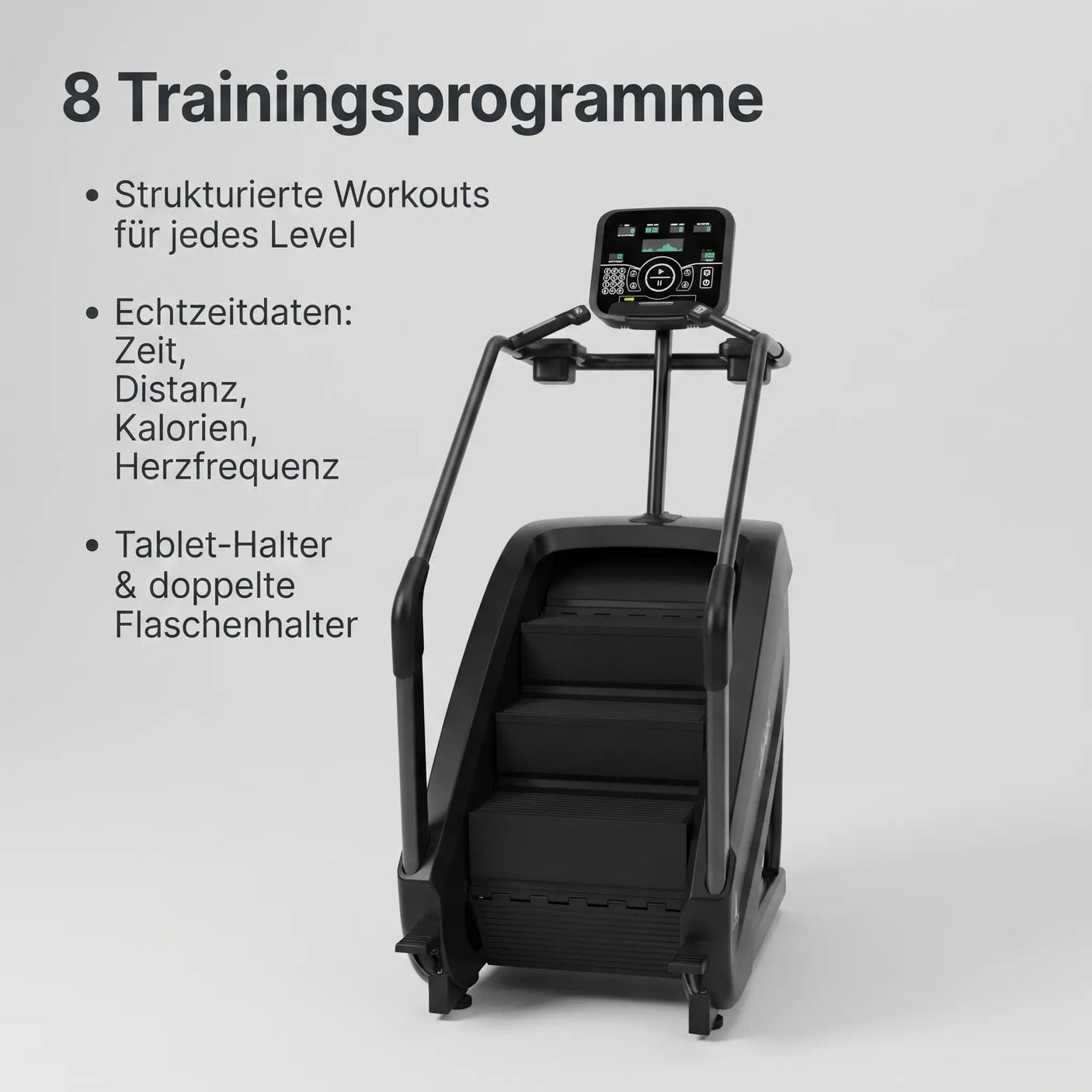 ProClimber – 8 Trainingsprogramme mit Echtzeitdaten: Zeit, Distanz, Kalorien, Herzfrequenz