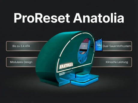 ProReset Anatolia Hyperbarkammer – Grafik mit Merkmalen in Grün auf dunklem Grund