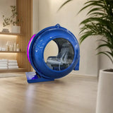 ProReset Anatolia Hyperbarkammer in Blau in einem hellen Raum mit Regal und Pflanze