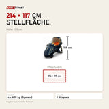 Maßbild ProReset Apex Hypobare Kammer: Stellfläche 214 × 117 cm, Höhe 159 cm